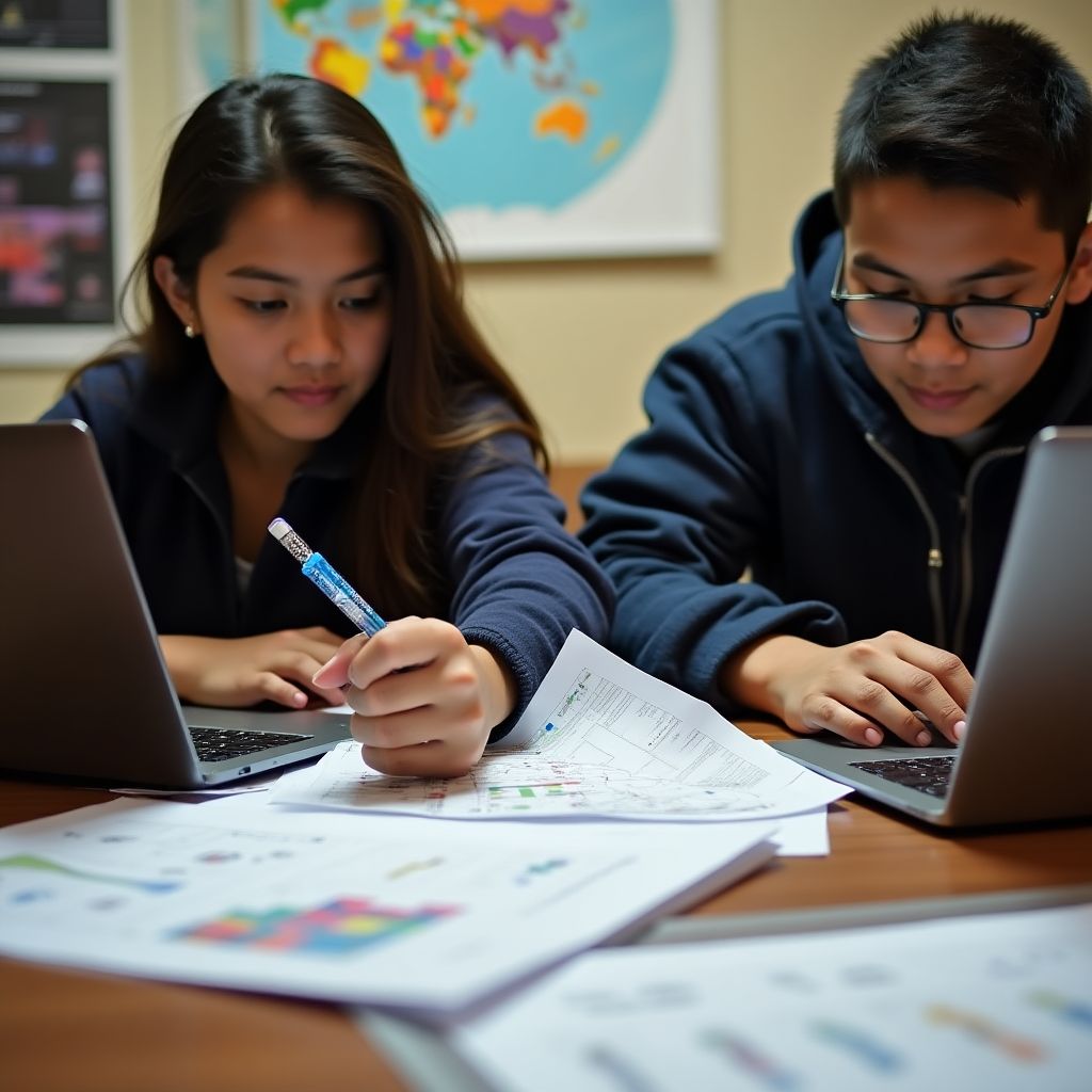 Estudiantes realizando análisis financiero